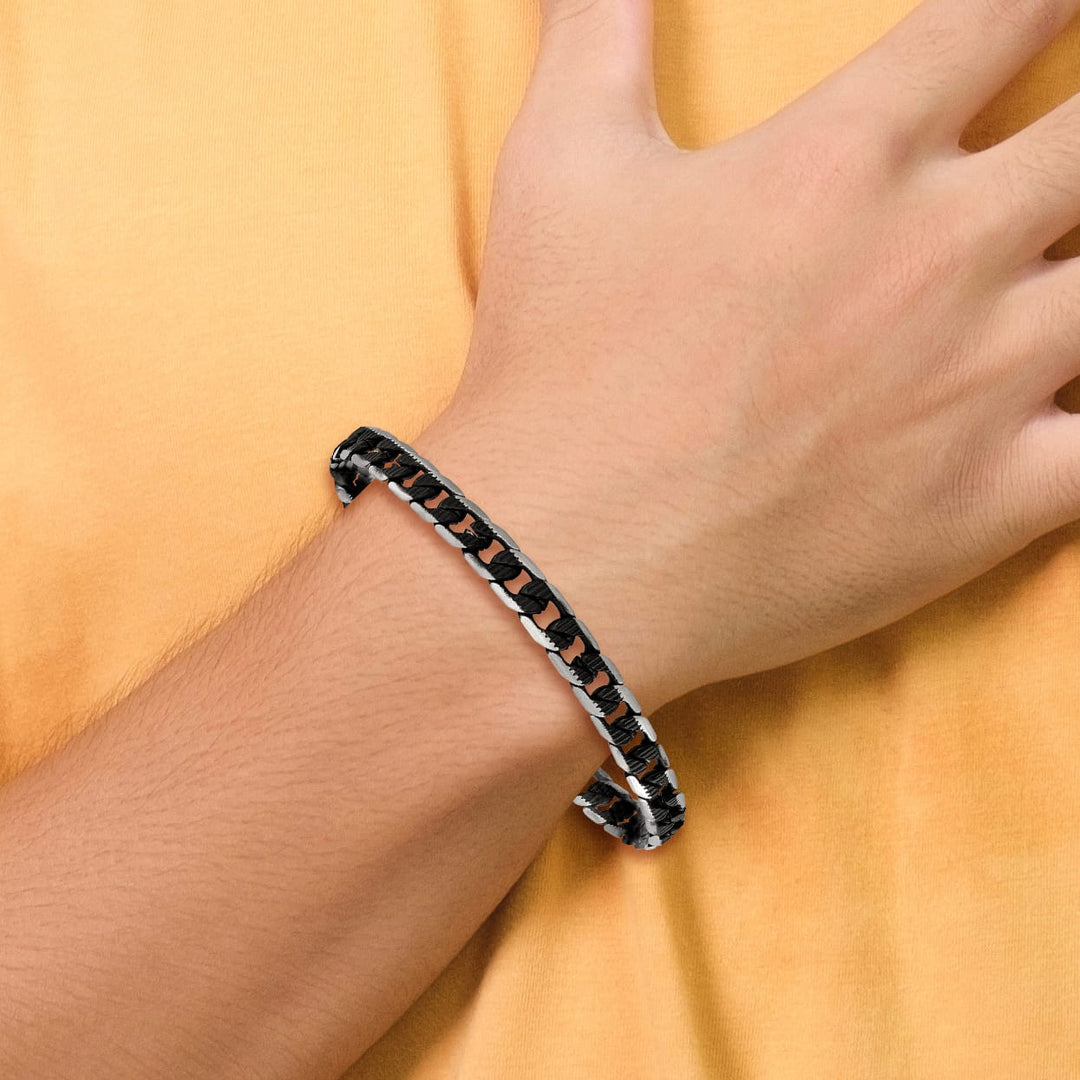 Chisel Stainless Steel Brushed and Black Finish Finish Curb Bracelet