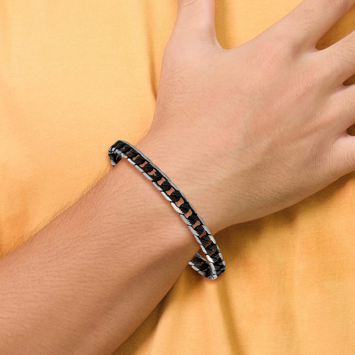 Chisel Stainless Steel Brushed and Black Finish Finish Curb Bracelet