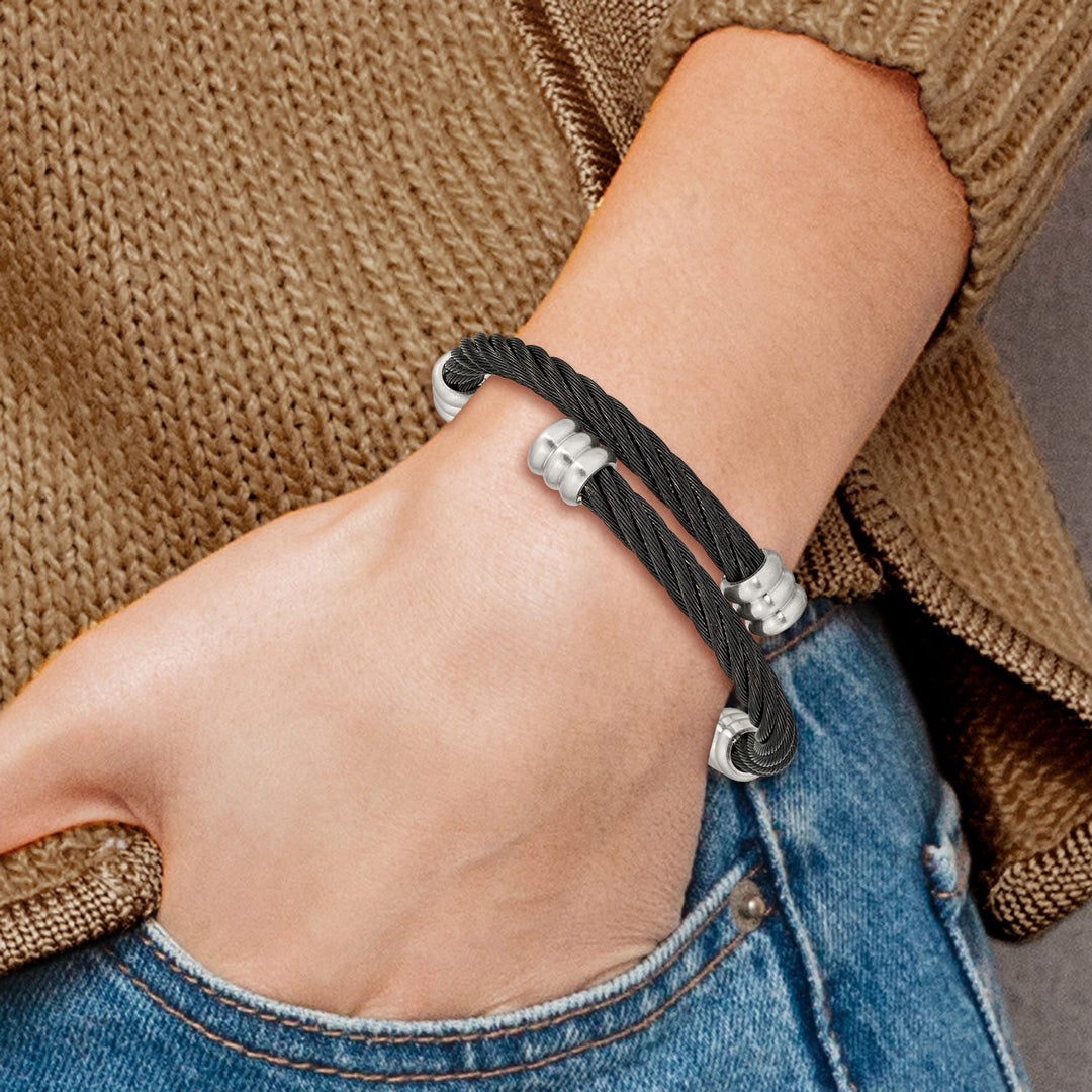 Chisel Stainless Steel Brushed and Black IP-plated Wire Flexible