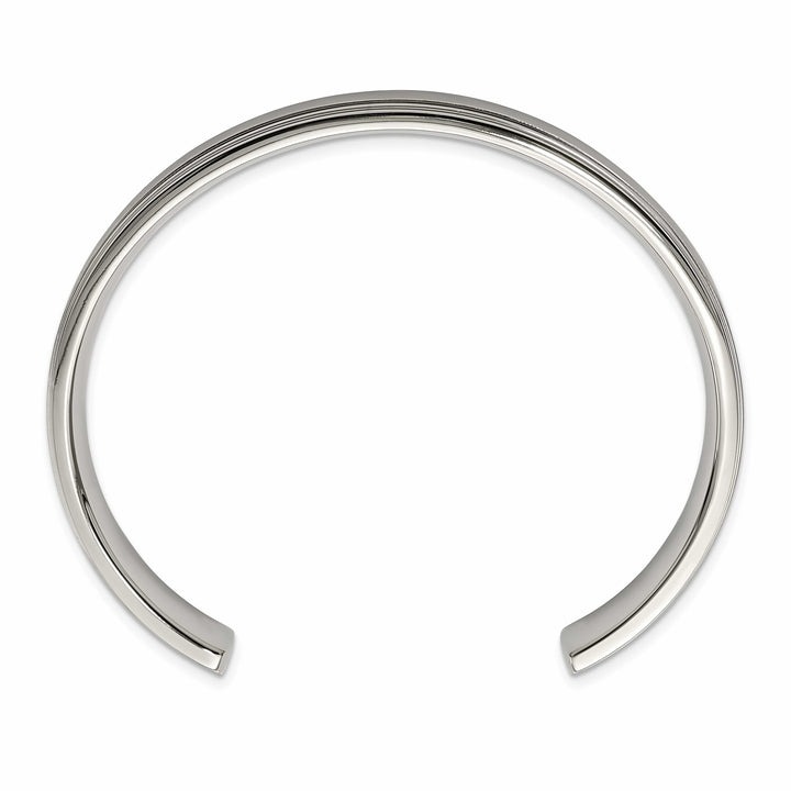 Chisel Stainless Steel Brushed and Double Step Edge 11mm Cuff Bangle