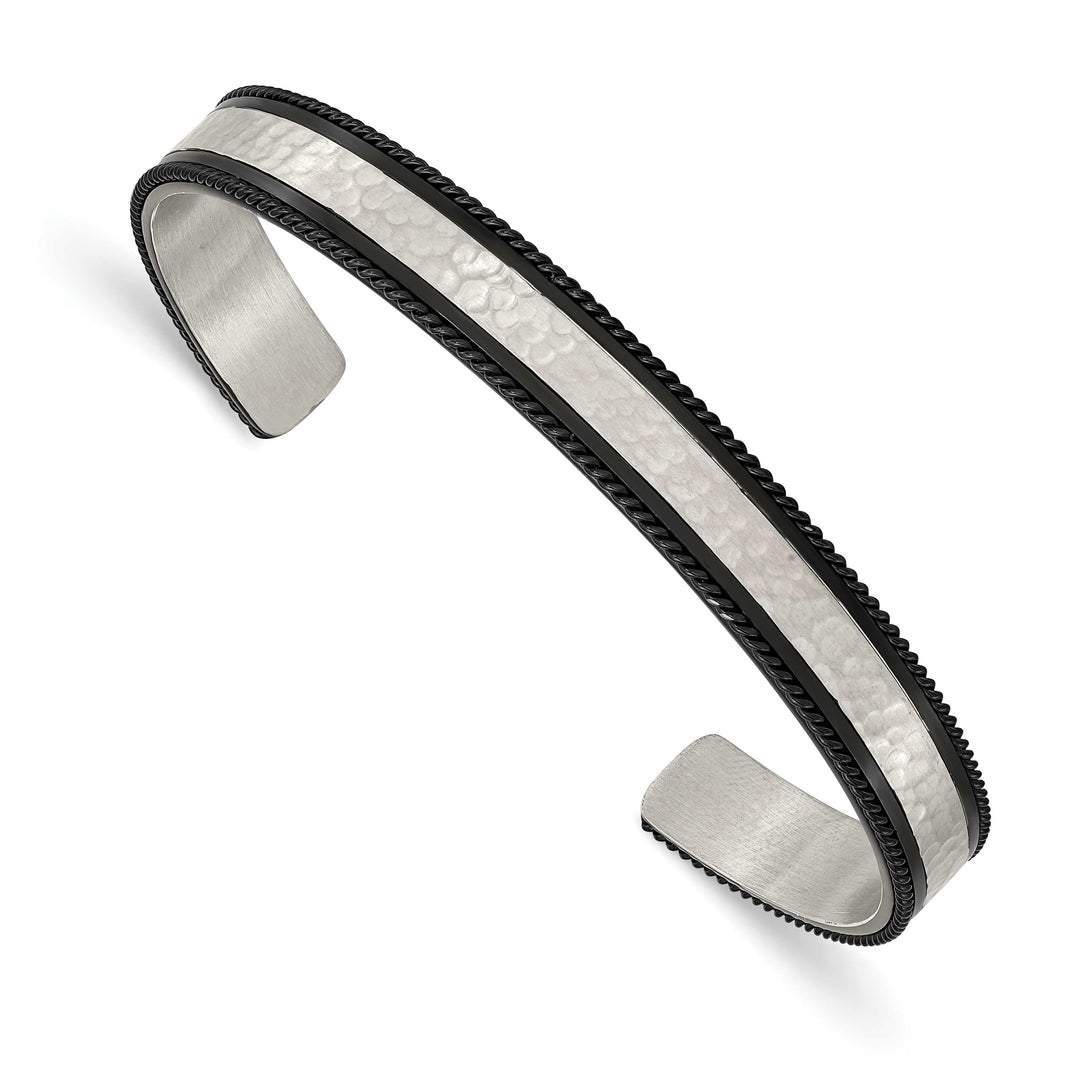 Chisel Stainless Steel Brushed and Hammered Black IP-plated Wire Edge