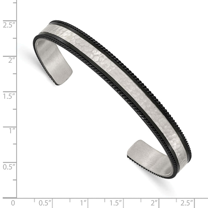 Chisel Stainless Steel Brushed and Hammered Black IP-plated Wire Edge