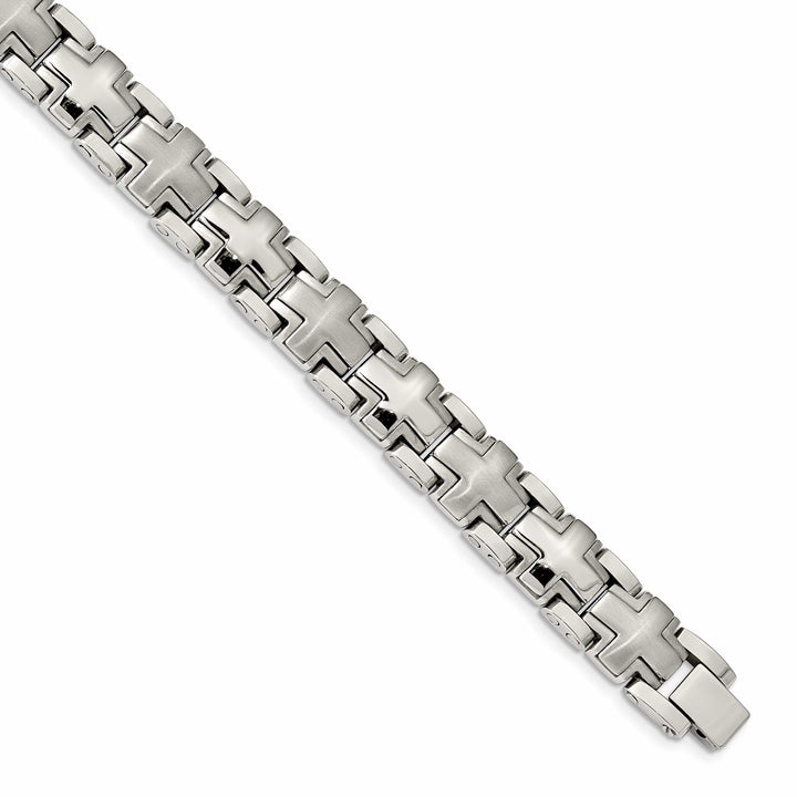Chisel Stainless Steel Brushed and Polished 8.25" Cross Link Bracelet
