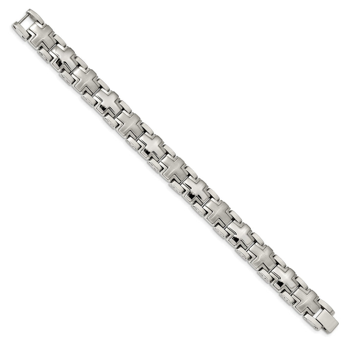 Chisel Stainless Steel Brushed and Polished 8.25" Cross Link Bracelet