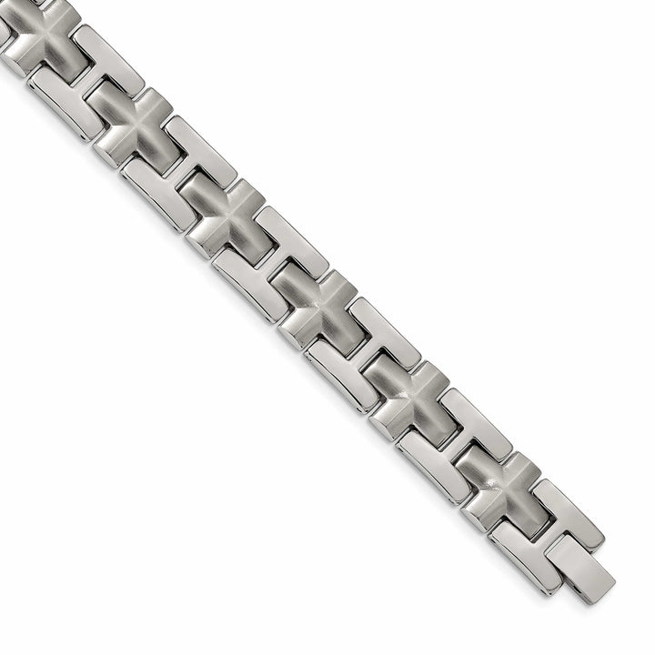 Chisel Stainless Steel Brushed and Polished 8.5" Cross Link Bracelet