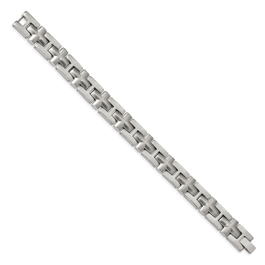 Chisel Stainless Steel Brushed and Polished 8.5" Cross Link Bracelet