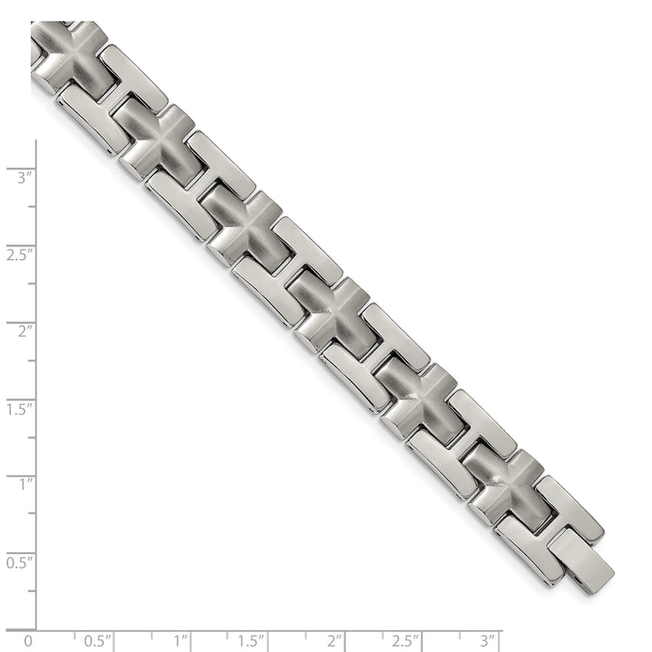 Chisel Stainless Steel Brushed and Polished 8.5" Cross Link Bracelet