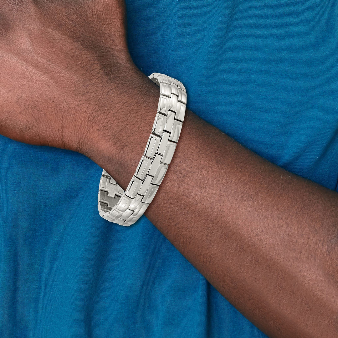 Chisel Stainless Steel Brushed and Polished 8.5 inch Link Bracelet