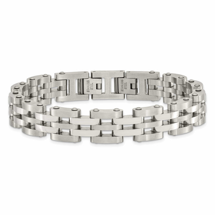 Chisel Stainless Steel Brushed and Polished 8.75 inch Link Bracelet