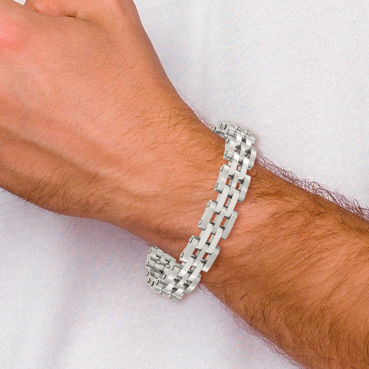 Chisel Stainless Steel Brushed and Polished 8.75 inch Link Bracelet