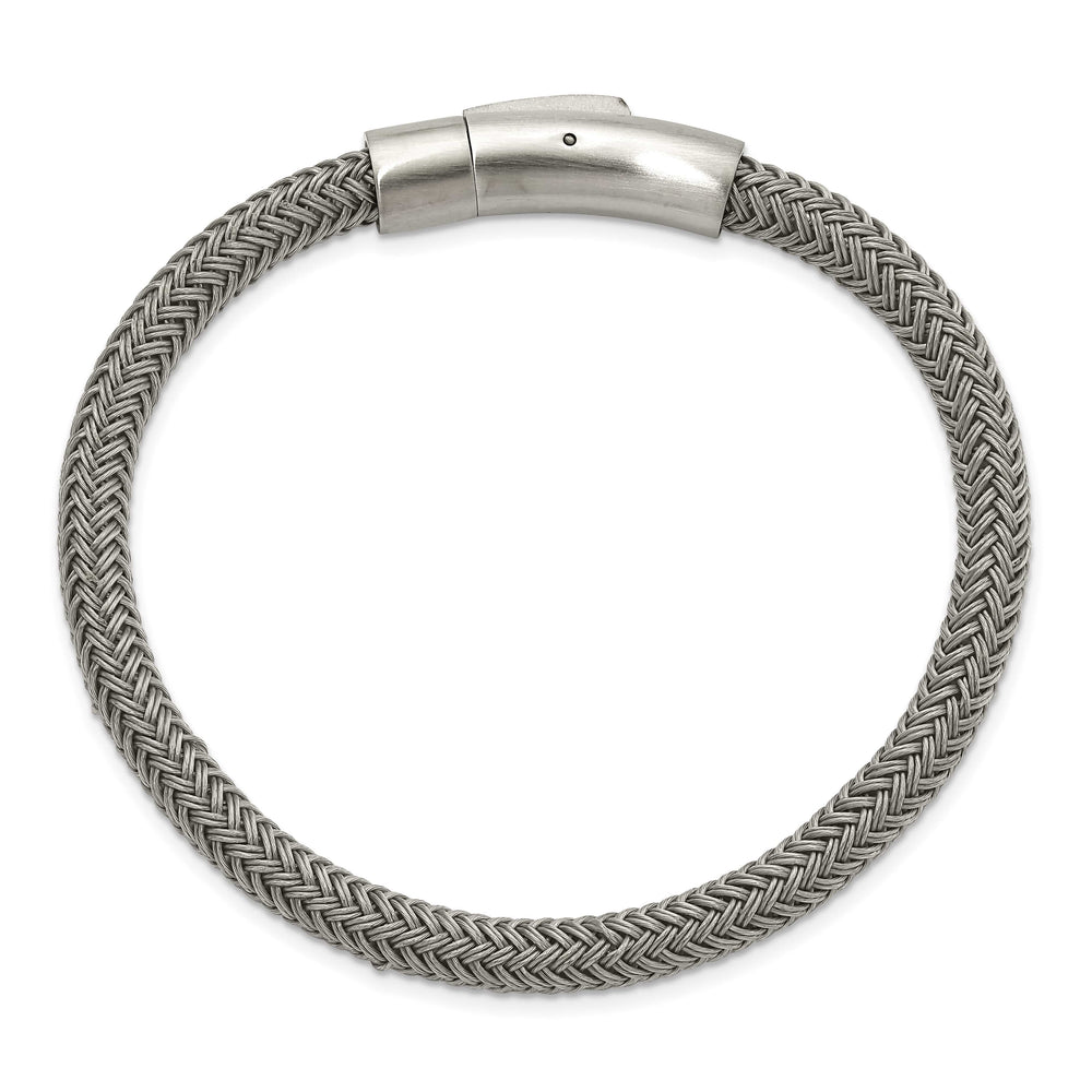 Chisel Stainless Steel Brushed and Polished Wire 8.25 inch Bracelet