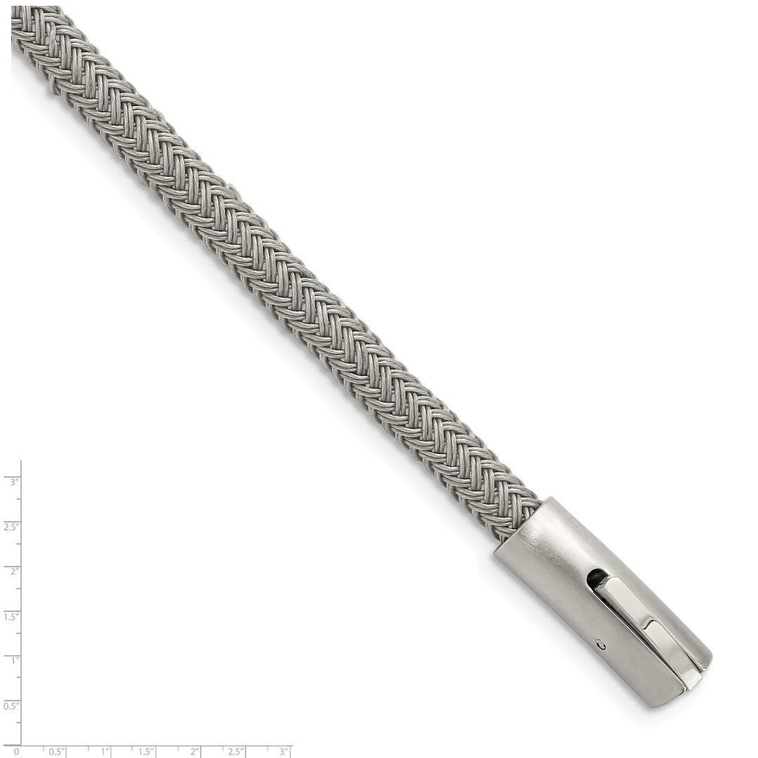 Chisel Stainless Steel Brushed and Polished Wire 8.25 inch Bracelet