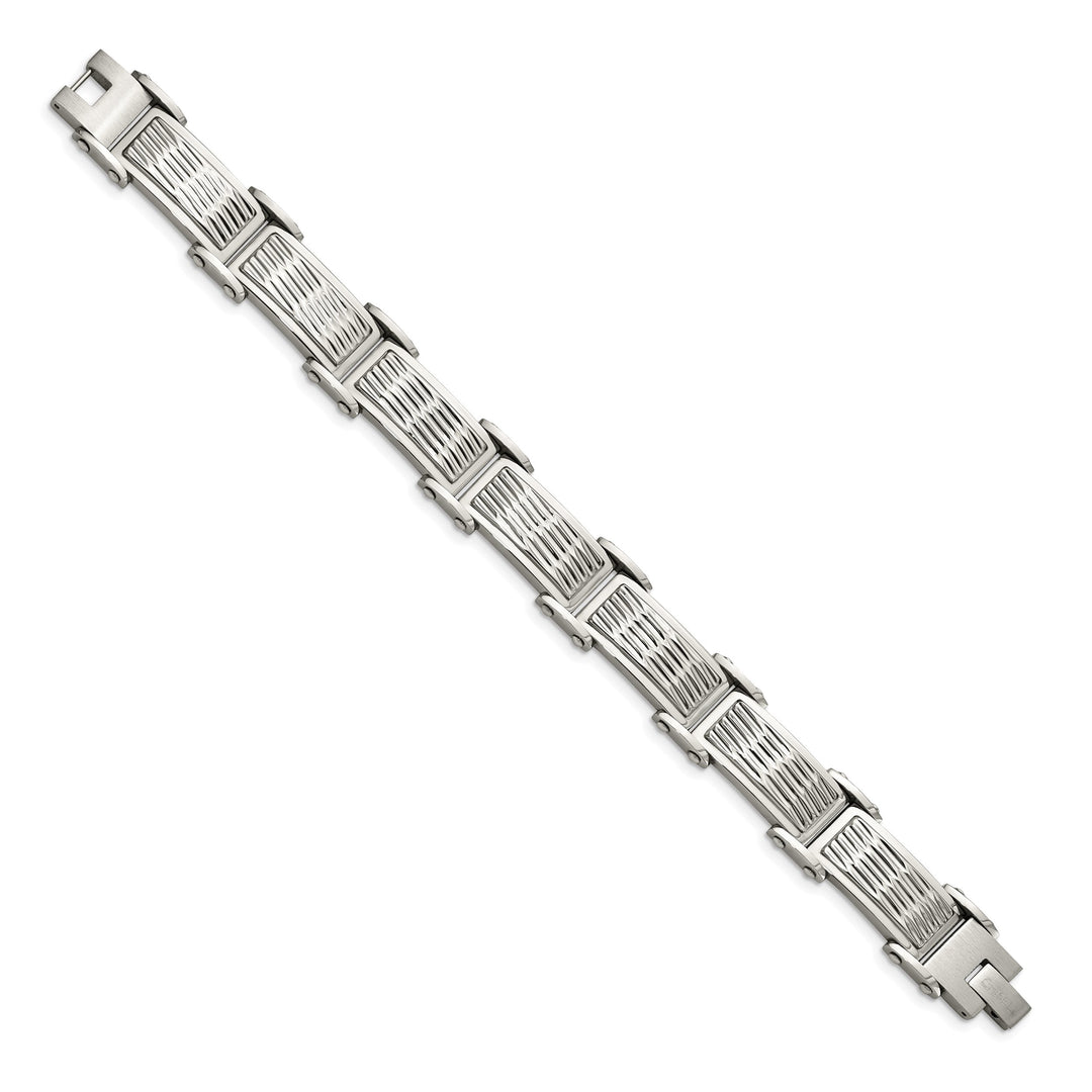 Chisel Stainless Steel Brushed and Textured 8.25" Link Bracelet