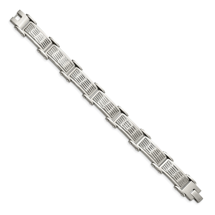 Chisel Stainless Steel Brushed and Textured 8.25" Link Bracelet