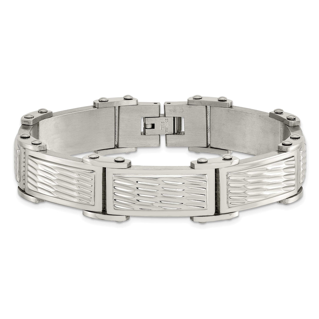Chisel Stainless Steel Brushed and Textured 8.25" Link Bracelet