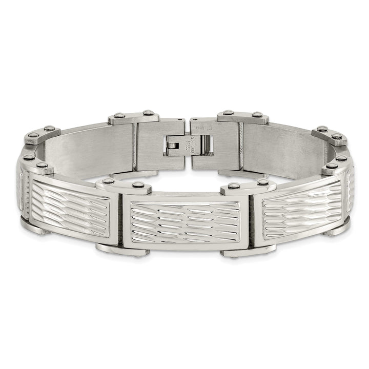 Chisel Stainless Steel Brushed and Textured 8.25" Link Bracelet