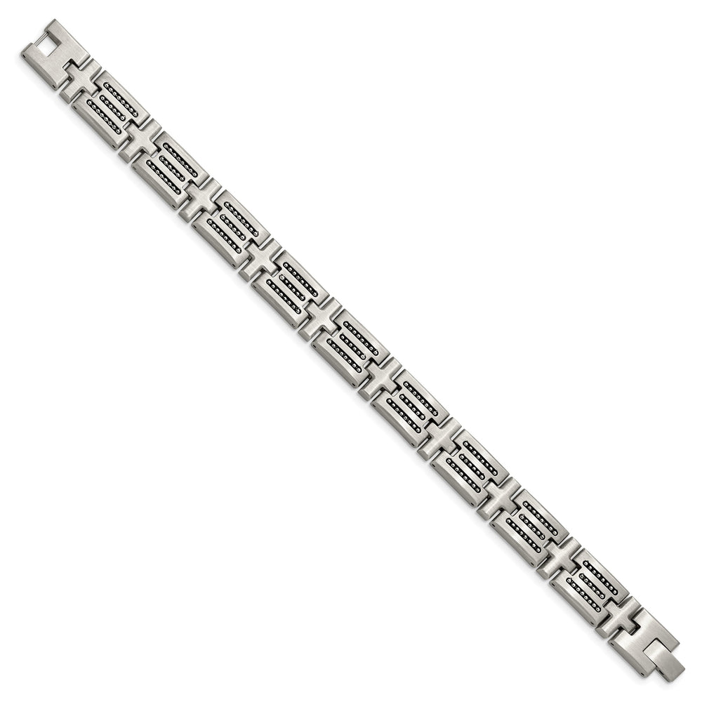 Chisel Stainless Steel Brushed with Beads Inlay 8.5" Link Bracelet