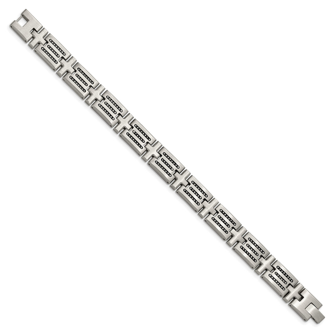 Chisel Stainless Steel Brushed with Beads Inlay 8.5" Link Bracelet