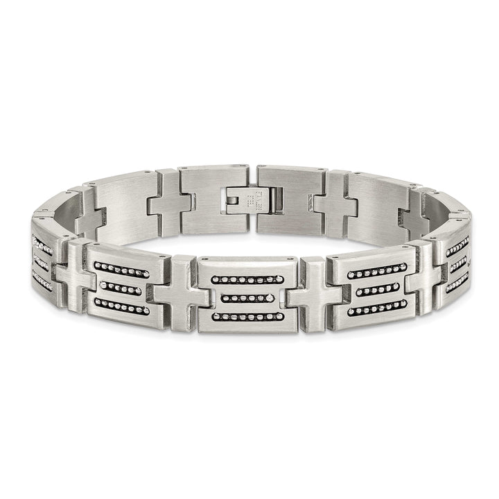 Chisel Stainless Steel Brushed with Beads Inlay 8.5" Link Bracelet