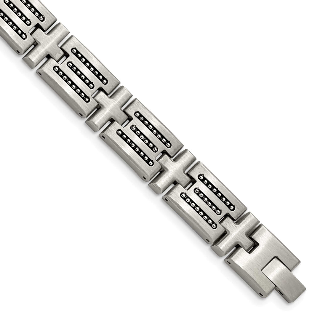 Chisel Stainless Steel Brushed with Beads Inlay 8.5" Link Bracelet