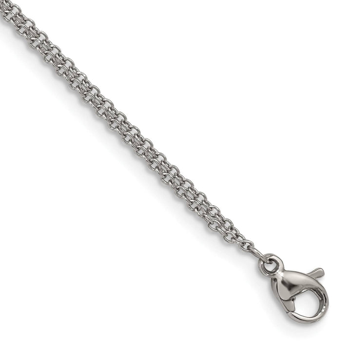 Chisel Stainless Steel CZ Sideways Cross 6.25" Bracelet with 2"
