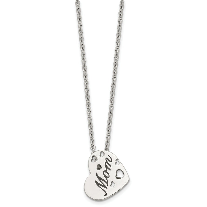 Chisel Stainless Steel Enameled Mom Heart Pendant on Cable Chain