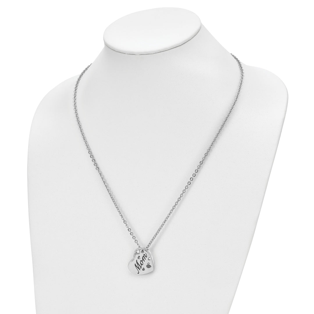 Chisel Stainless Steel Enameled Mom Heart Pendant on Cable Chain