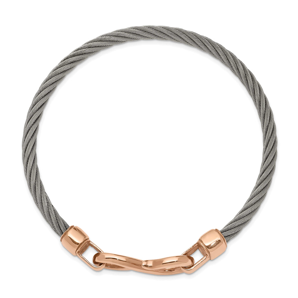 Chisel Stainless Steel Flexible Wire Rose IP-plated Hook Bangle