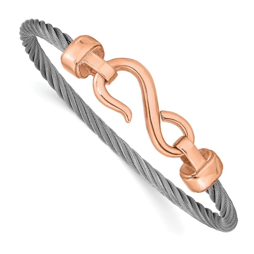Chisel Stainless Steel Flexible Wire Rose IP-plated Hook Bangle