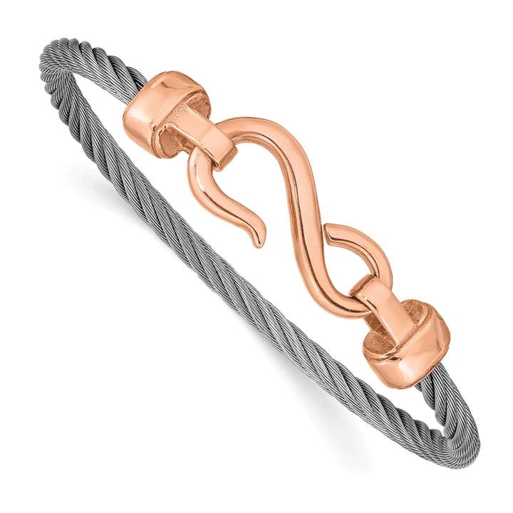 Chisel Stainless Steel Flexible Wire Rose IP-plated Hook Bangle