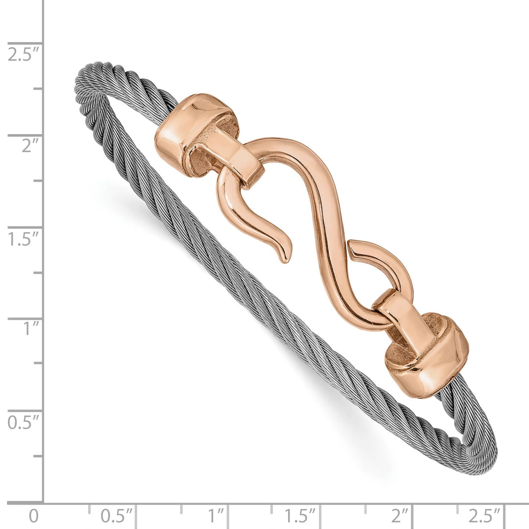 Chisel Stainless Steel Flexible Wire Rose IP-plated Hook Bangle