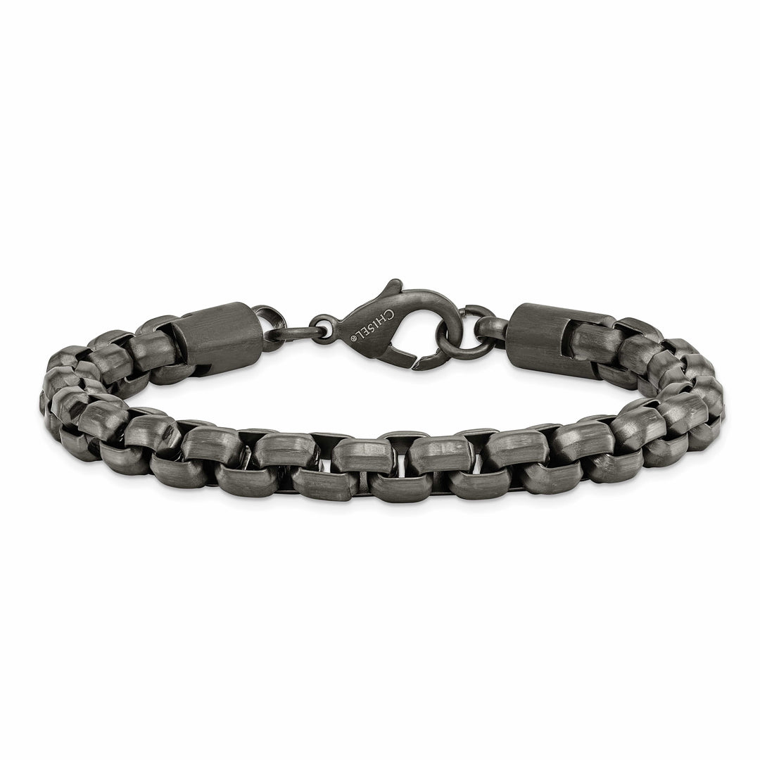 Chisel Stainless Steel Gun MetalIP Finish Box Bracelet Bracelet