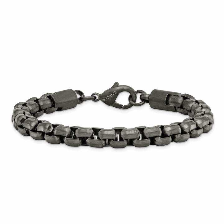 Chisel Stainless Steel Gun MetalIP Finish Box Bracelet Bracelet