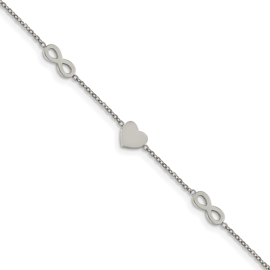 Chisel Stainless Steel Heart and Infinity 7" Bracelet with 1"