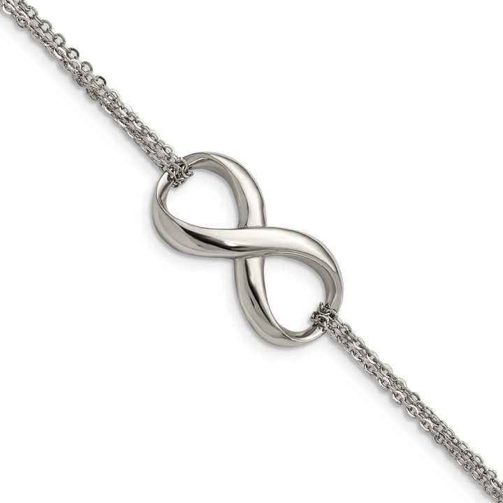 Chisel Stainless Steel Infinity Symbol 7.5" Multi-Strand Bracelet