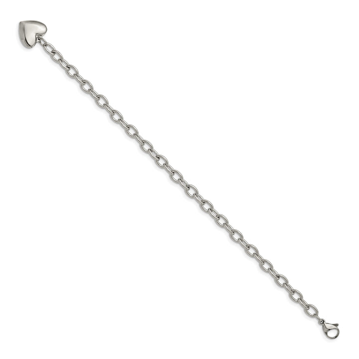 Chisel Stainless Steel Open Link with Heart Dangle 8.5" Bracelet