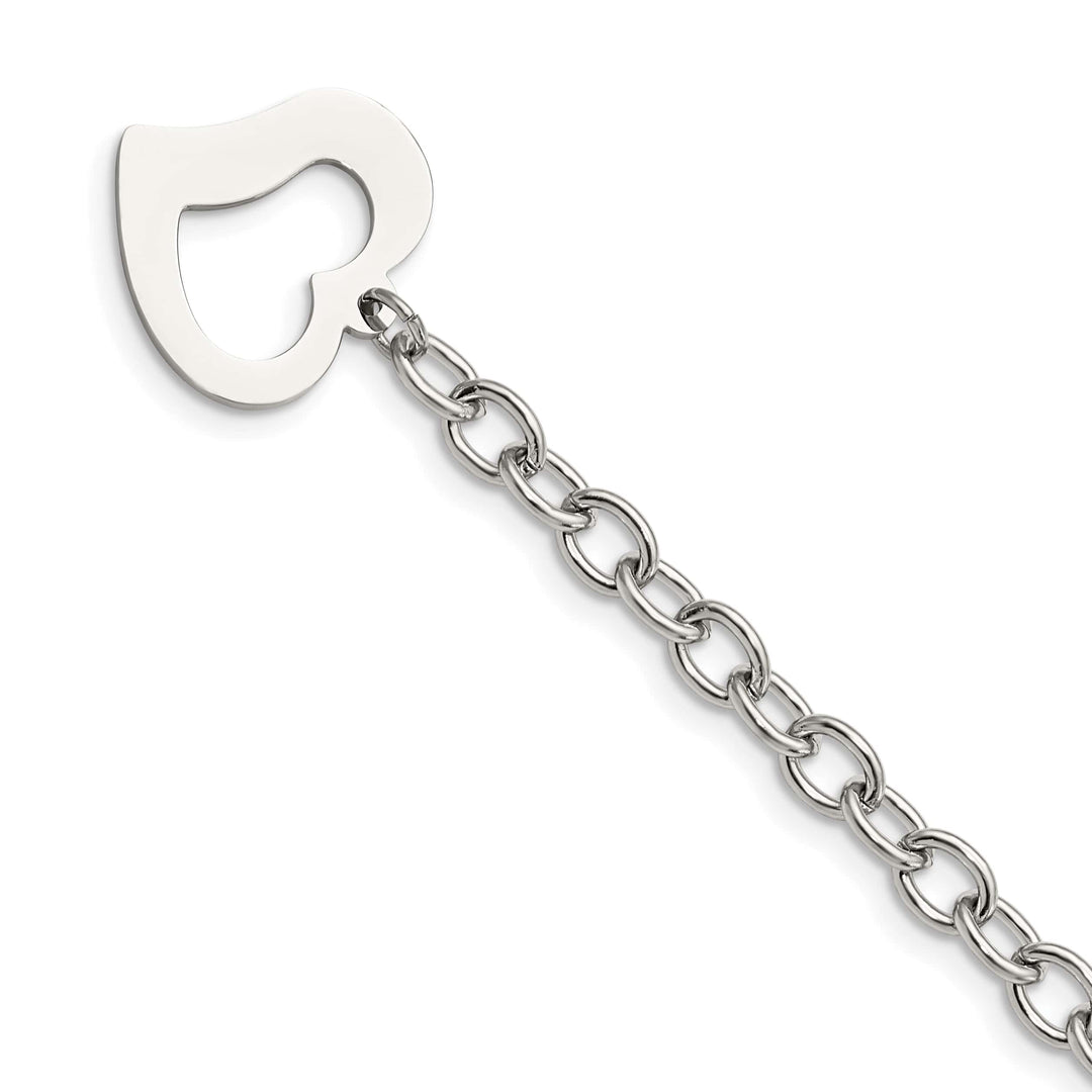 Chisel Stainless Steel Open Link with Open Heart 8.5" Bracelet