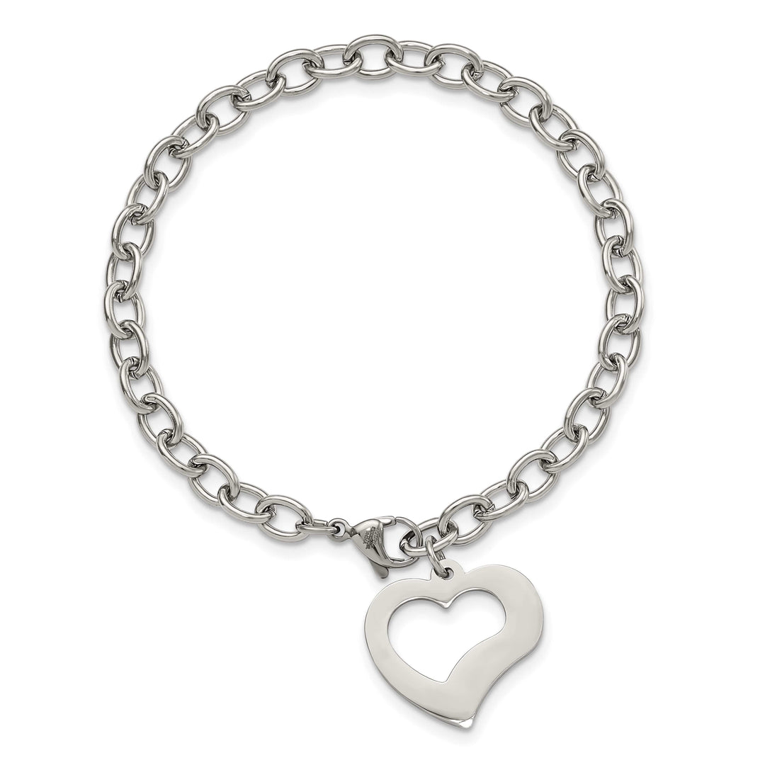Chisel Stainless Steel Open Link with Open Heart 8.5" Bracelet