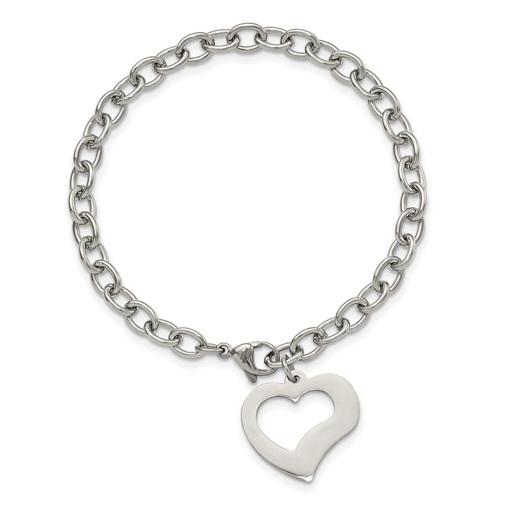 Chisel Stainless Steel Open Link with Open Heart 8.5" Bracelet