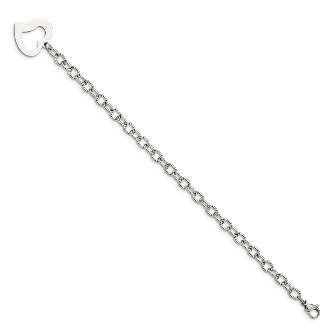 Chisel Stainless Steel Open Link with Open Heart 8.5" Bracelet