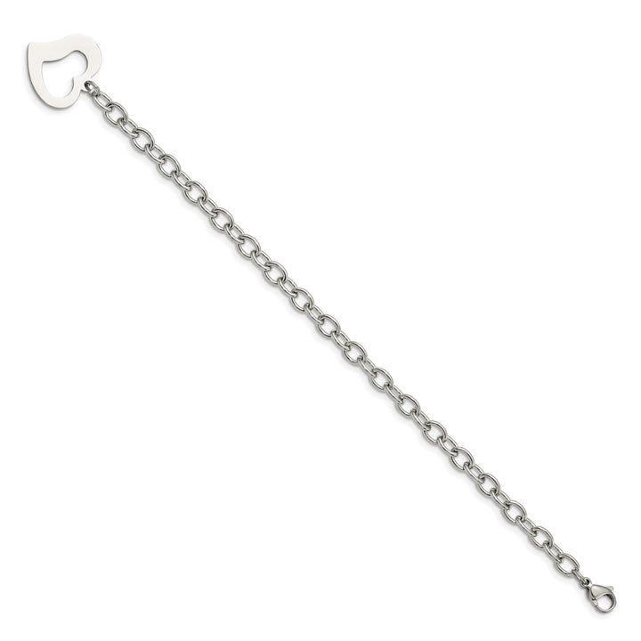 Chisel Stainless Steel Open Link with Open Heart 8.5" Bracelet