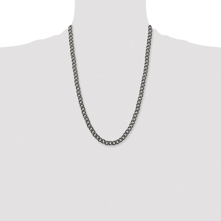 Chisel Stainless Steel Oxidized 7.5mm Curb Chain