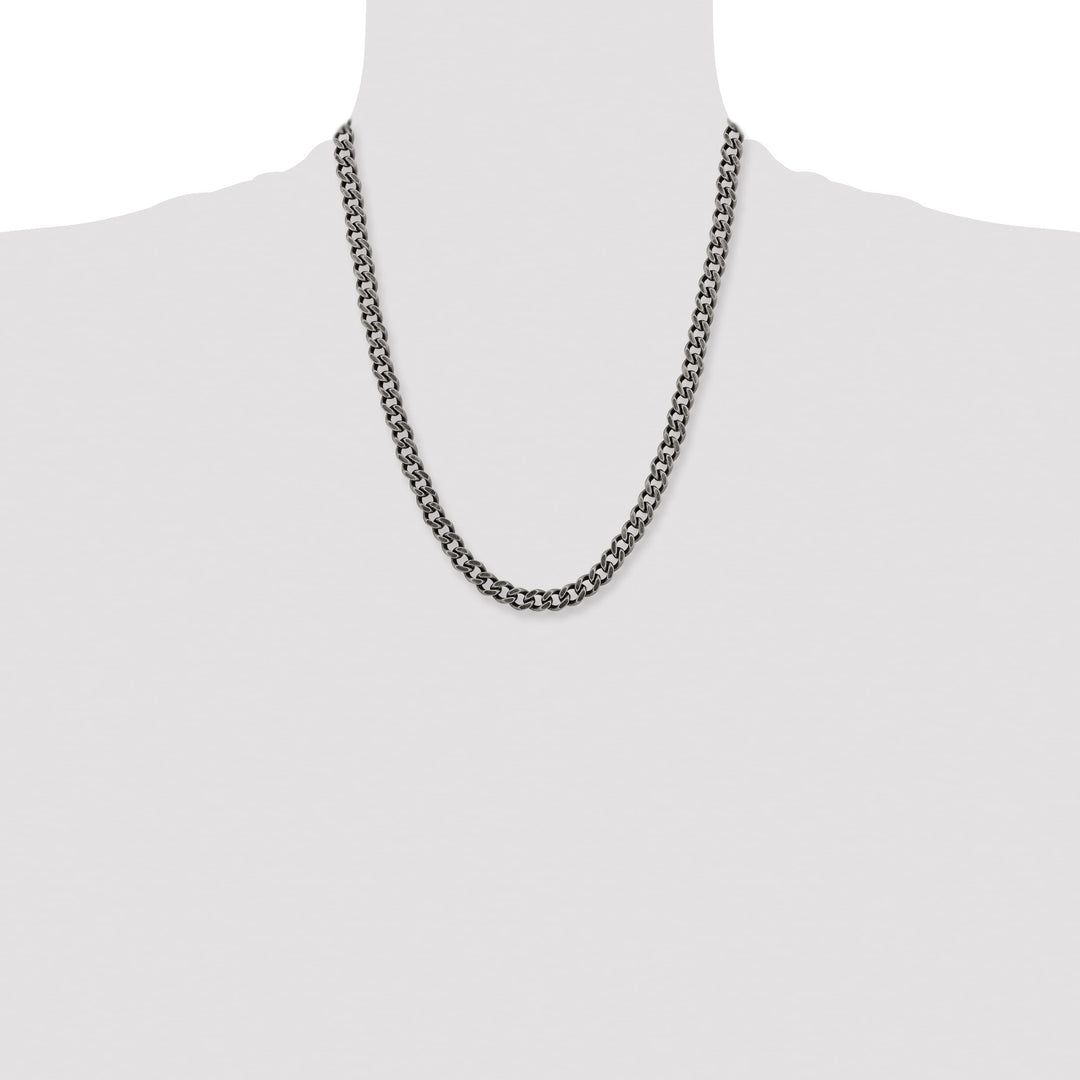 Chisel Stainless Steel Oxidized 7.5mm Curb Chain