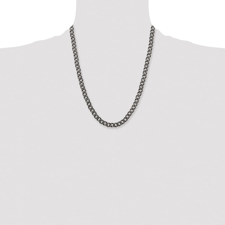 Chisel Stainless Steel Oxidized 7.5mm Curb Chain