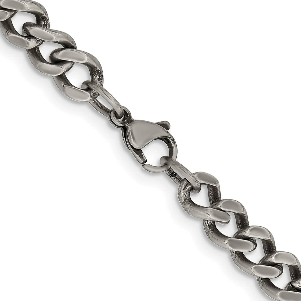 Chisel Stainless Steel Oxidized 7.5mm Curb Chain