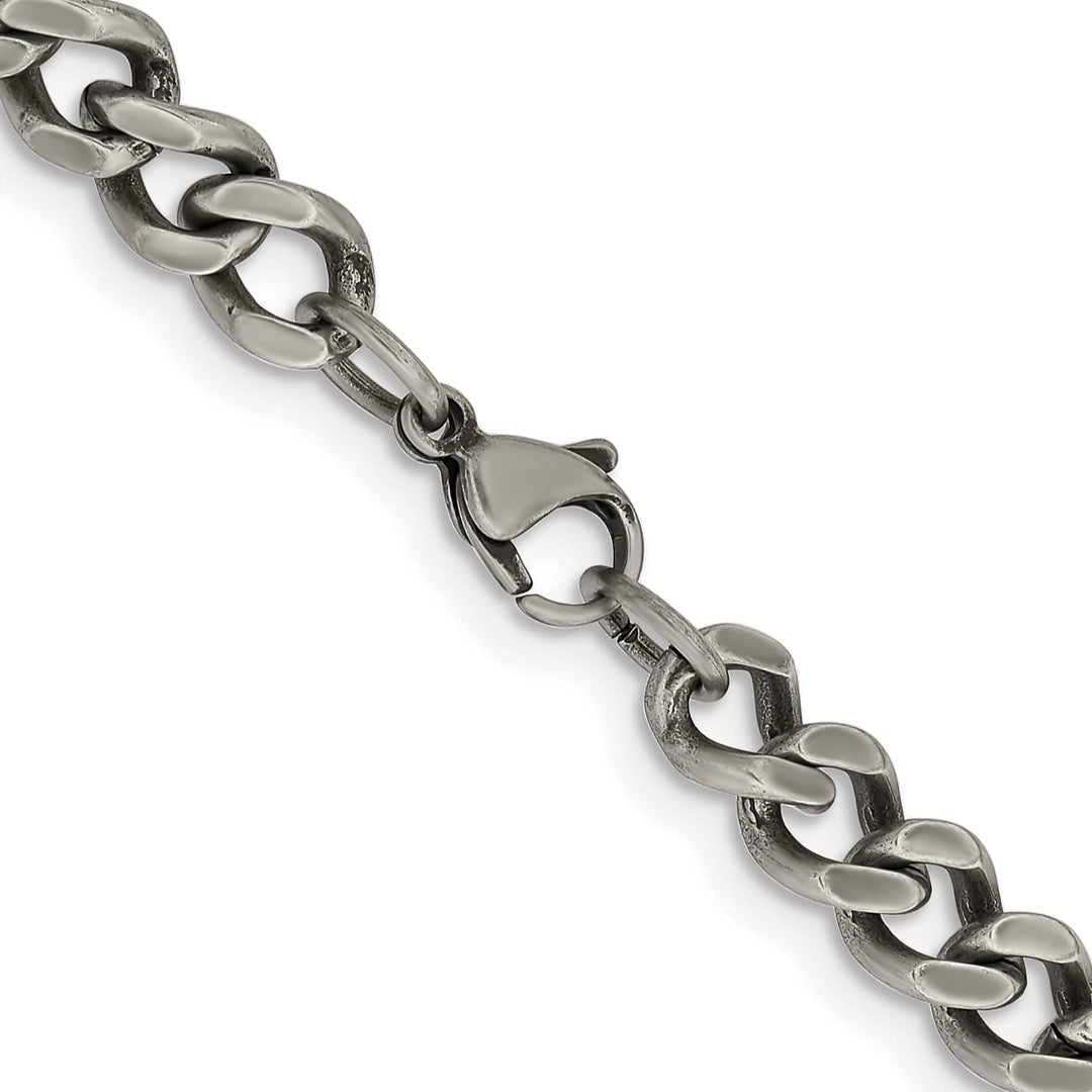 Chisel Stainless Steel Oxidized 7.5mm Curb Chain