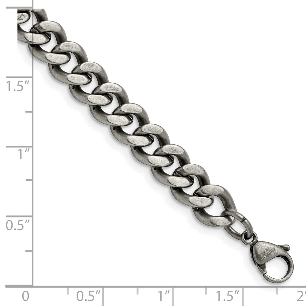 Chisel Stainless Steel Oxidized 9.25mm Curb Bracelet