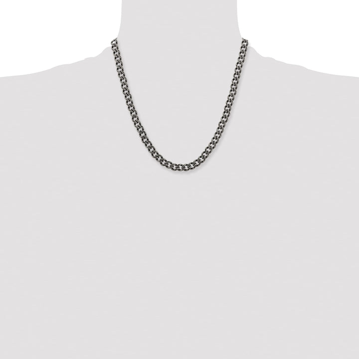 Chisel Stainless Steel Oxidized7.5mm Curb Chain