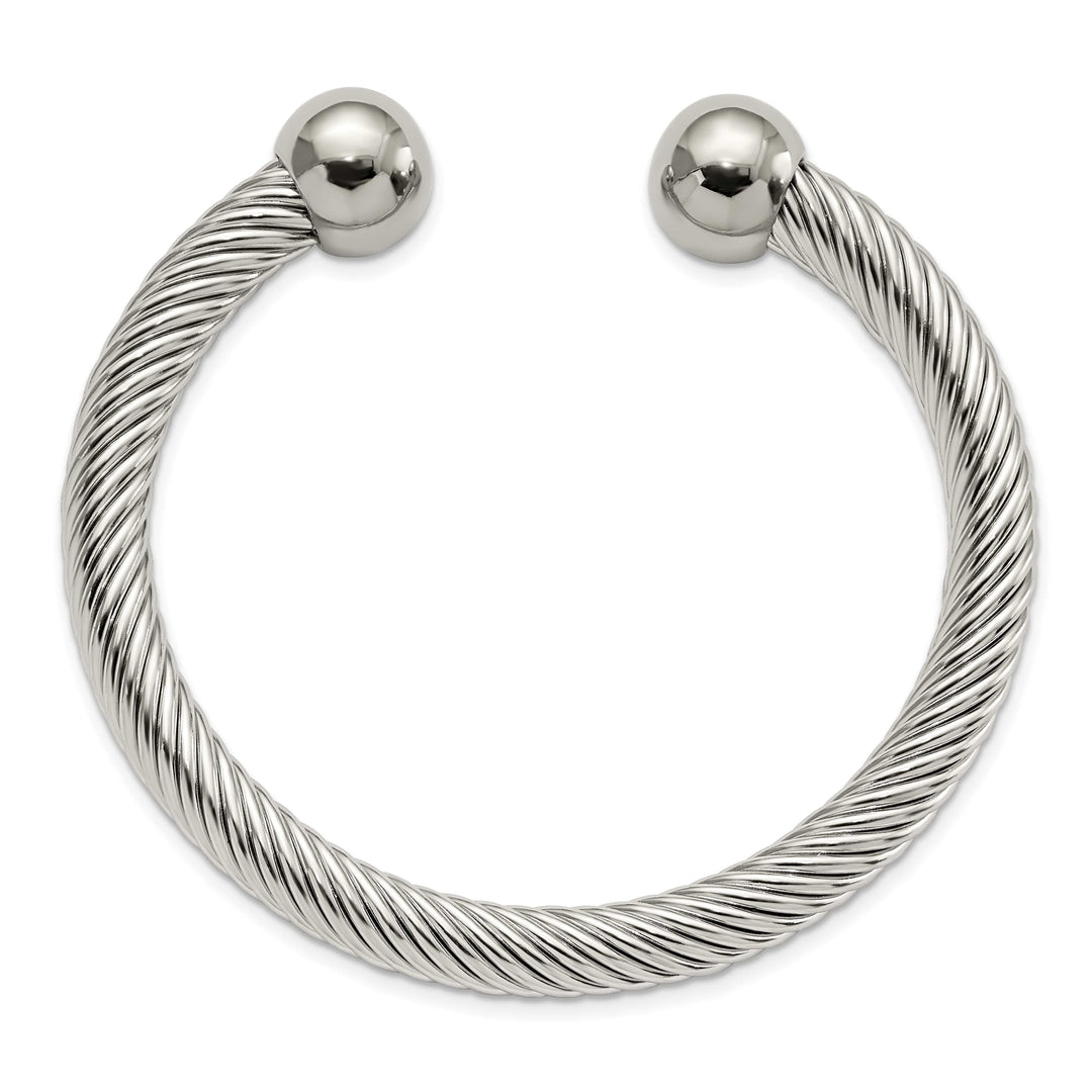Chisel Stainless Steel Polished 7.3mm Cuff Bangle