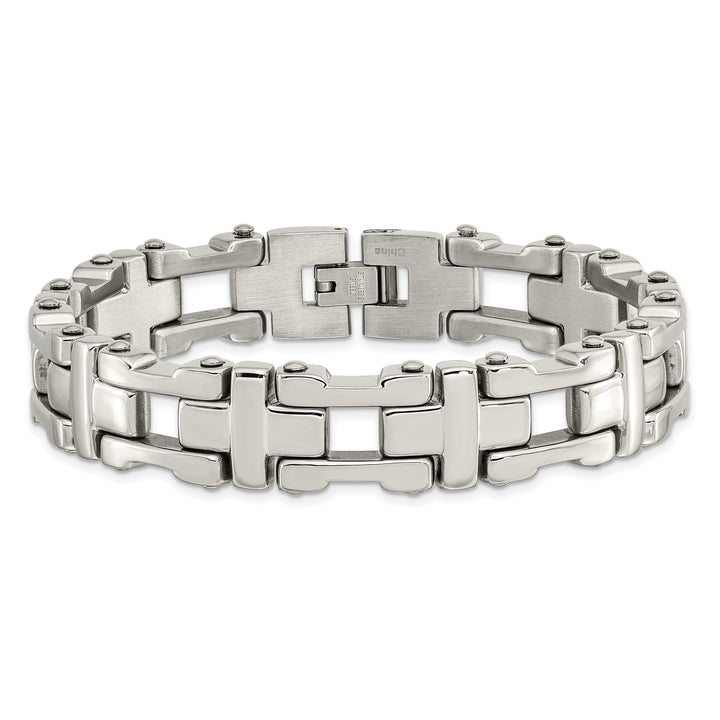 Chisel Stainless Steel Polished 8.5 inch Open Corss Link Bracelet